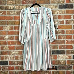 Knox Rose Multi Color Striped Sundress Pastel Colors Linen Blend XS